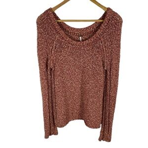 Free People Sweater Women’s Size S Burgundy Tan Marled Open Knit